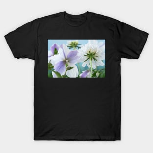 Scabiosa  Vanilla Scoop and  Anemone  Wild Swan Scabious  and  Windflower T-Shirt